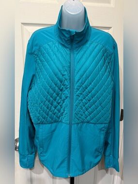 tek gear Teal Quilted-Front Full-Zip Jacket